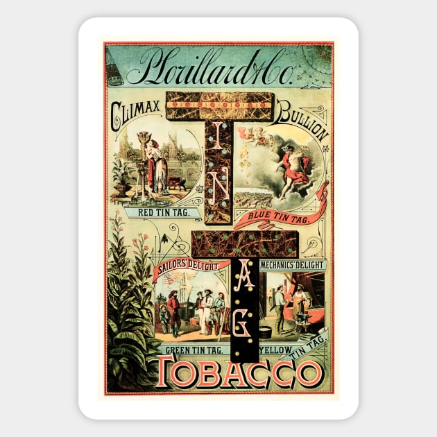 American TIN TAG CLIMAX BULLION TOBACCO Vintage Cigarettes Poster Sticker by vintageposters